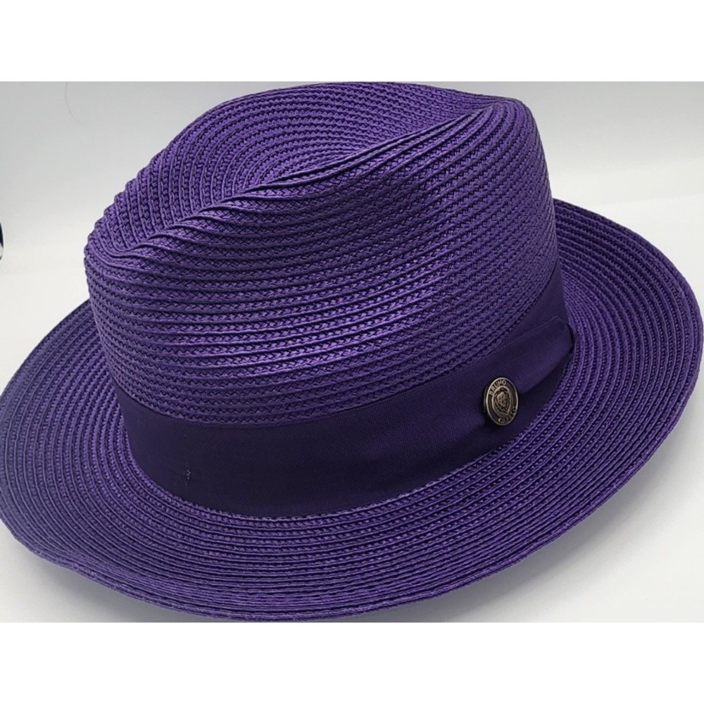 Bruno Capelo Men's Purple Fedora Hat Adjustable Solid Size M